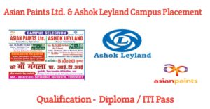 Asian Paints Ltd & Ashok Leyland Campus Placement