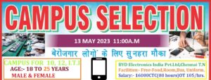 BYD Electronics India Pvt Campus Placement