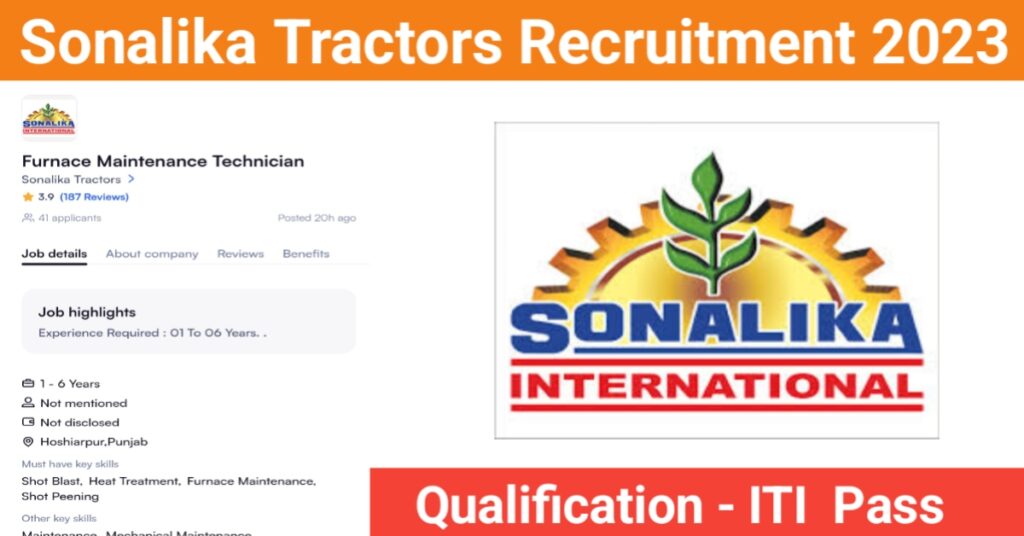 Sonalika Tractors Recruitment 2023