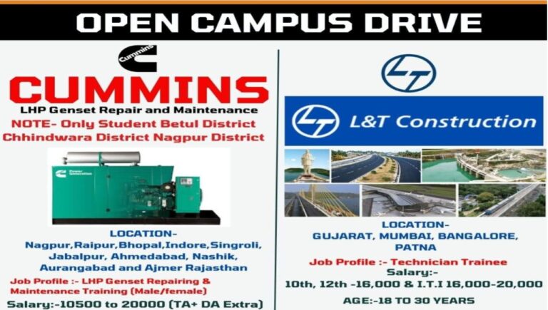 L&T Construction & Cummins India Campus Placement