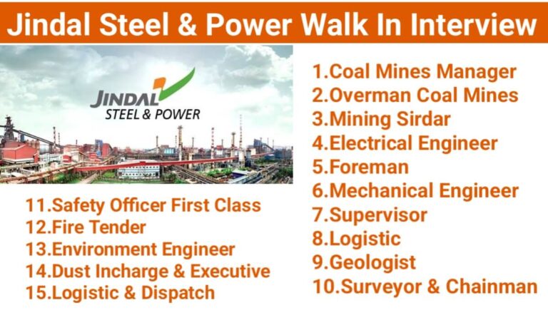 Jindal Steel & Power Walk In Interview